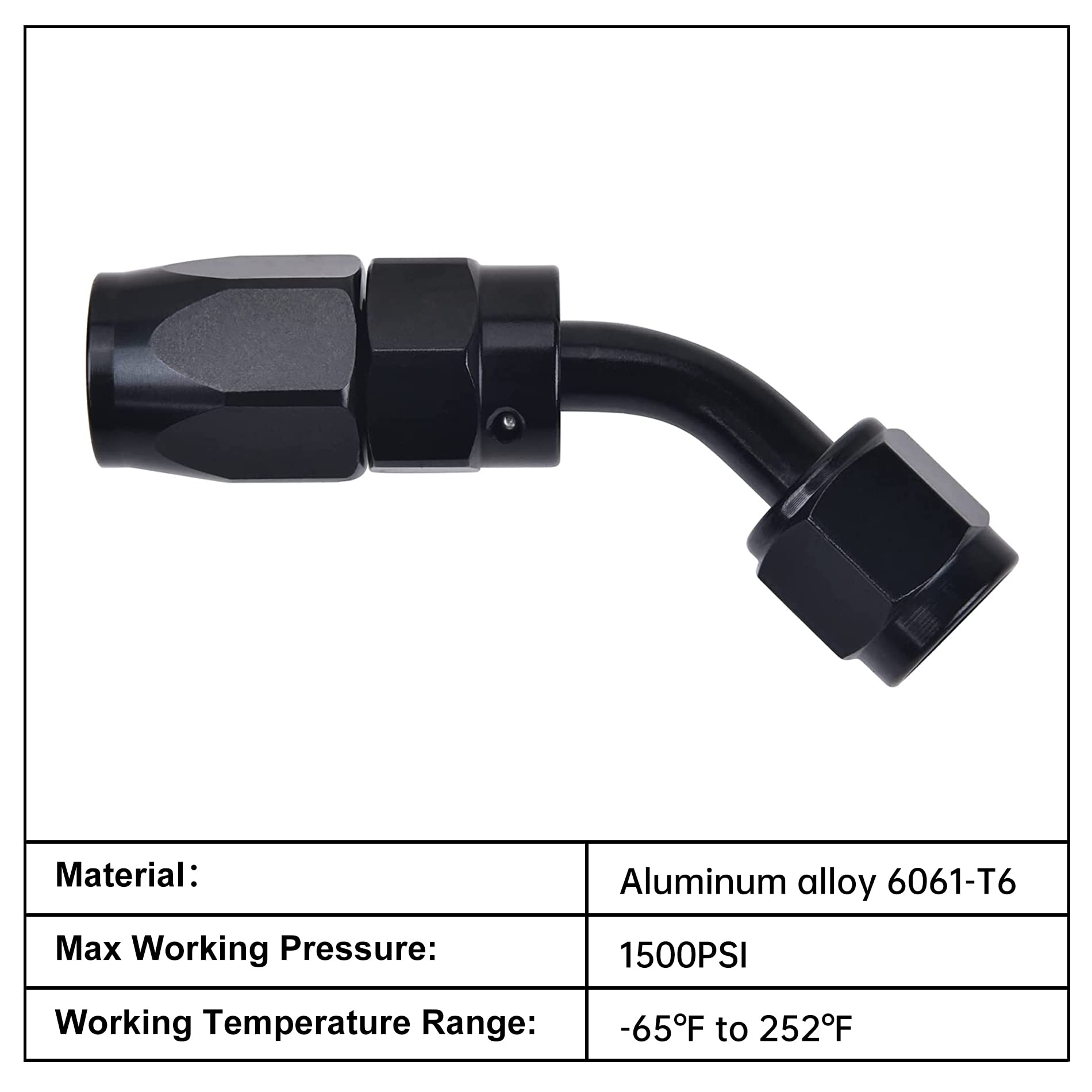 Evil Energy 8An Hose End Fitting 45 Degree Swivel For Cpe Braided Hose Black