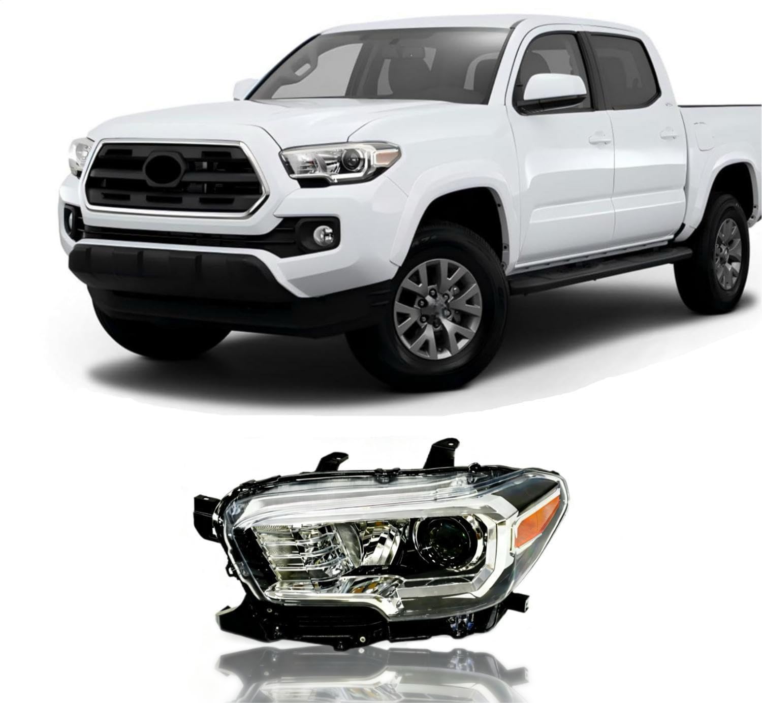 ILAMP Headlights Fit for 2016-2023 Toyota Tacoma Headlamp W/O LED (Left Driver) LH BLACK AM-TCM16A01-2L