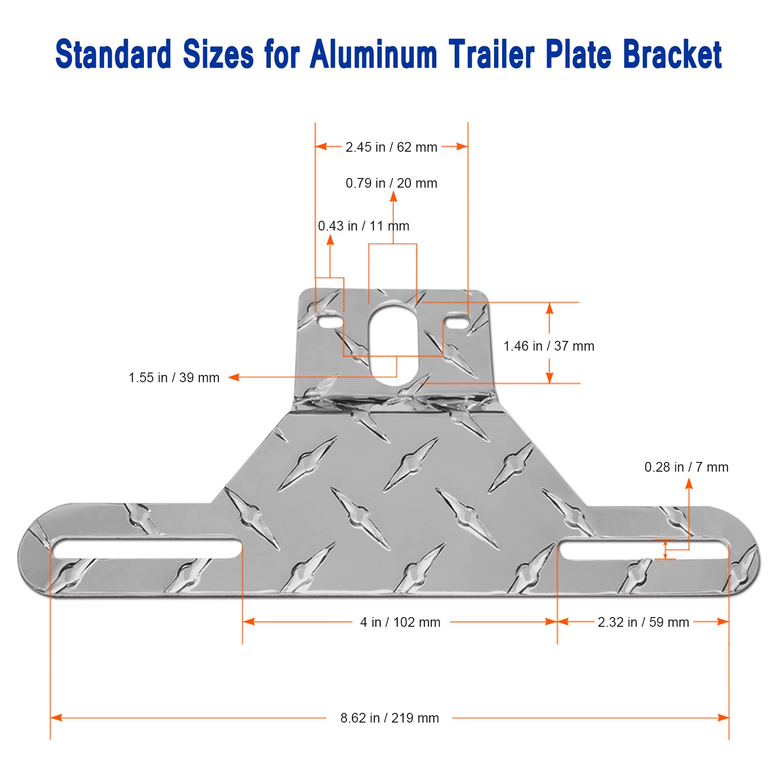 Aootf Trailer License Plate Bracket Holder- Truck/Rvs/Boats Aluminum Car Tag Frame And Stainless Steel Chrome Cover, Universal License Plate Light Mounting Kit With Screw Cap