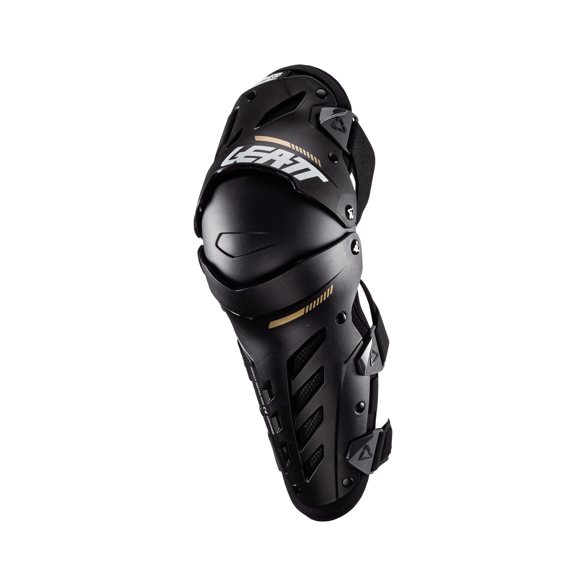 Leatt Brace Adult Dual Axis Off-Road Motorcycle Pivoting Knee and Shin Hard Shell Impact Foam Guard, Black, S/M
