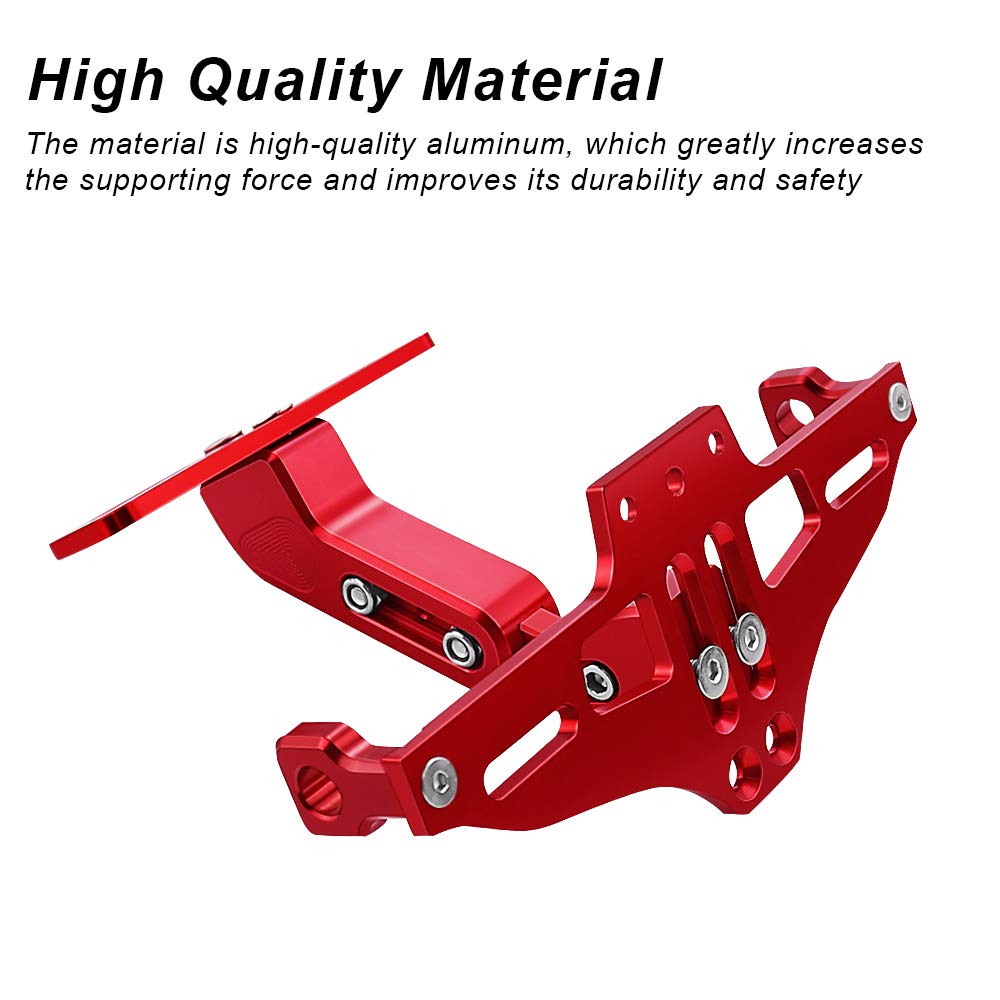 Mdpromcp Universal Motorcycle Fender Eliminator With Led Light Cnc Aluminum License Plate Bracket (Red)