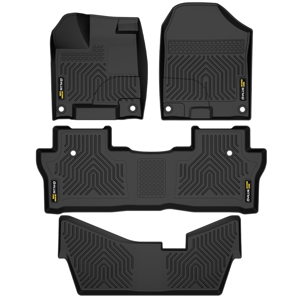 G-PLUS TPE Floor Mats Floor Liners, Compatible with Honda Pilot Sedan & Hatchback Coupe 8 Passenger Models 2016-2022, 1st & 2nd 