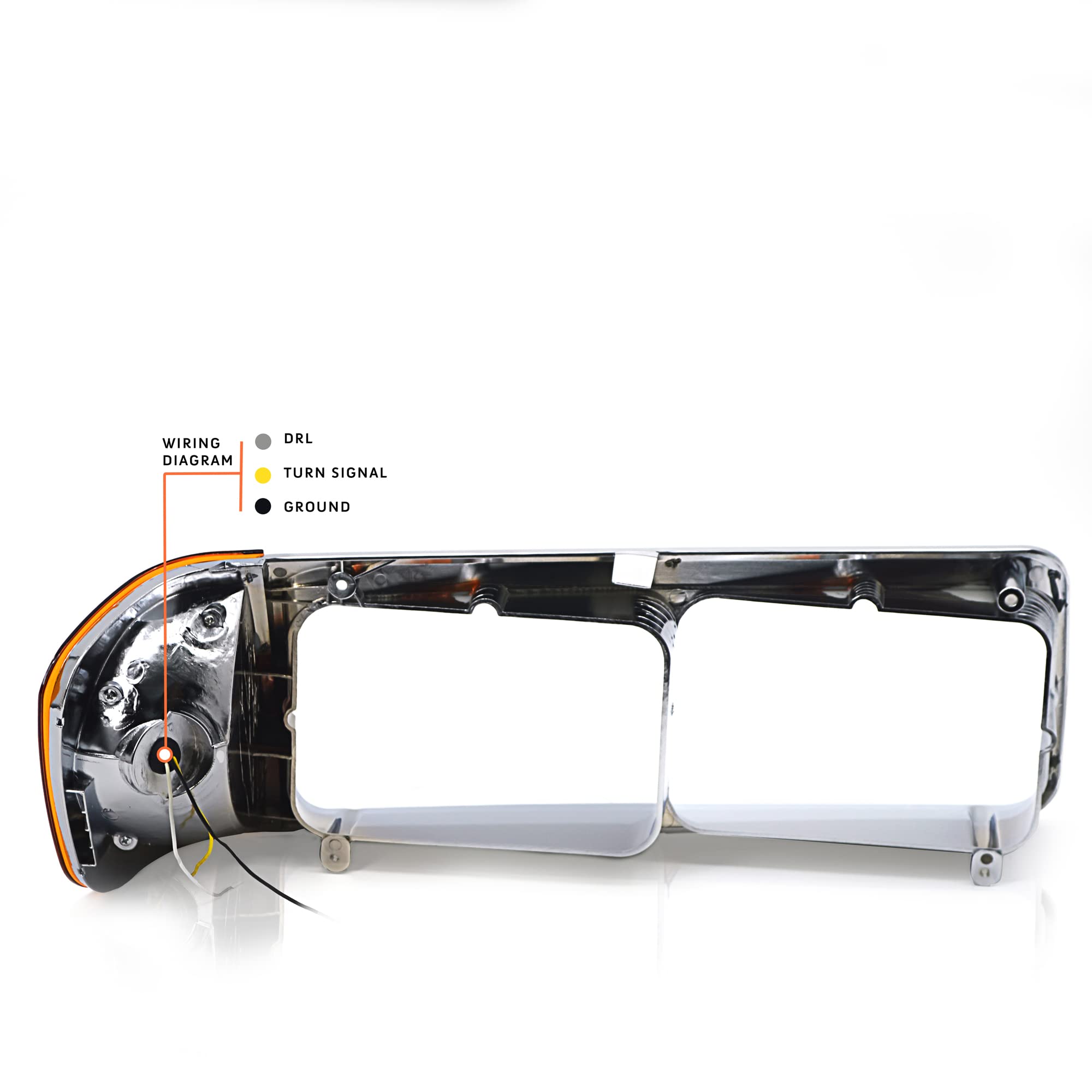 Torque Headlight Bezel Driver Left Side Replacement For 1989-2002 Freightliner Fld Semi Trucks With Amber Led Turn Signal Light