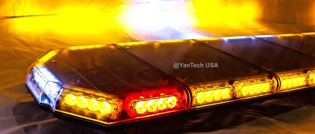 YanTech 56" LED Emergency Beacon Strobe Light Bar - Clear/Red/White, Aluminum, with Take Down & Brake Signal, USA Warranty
