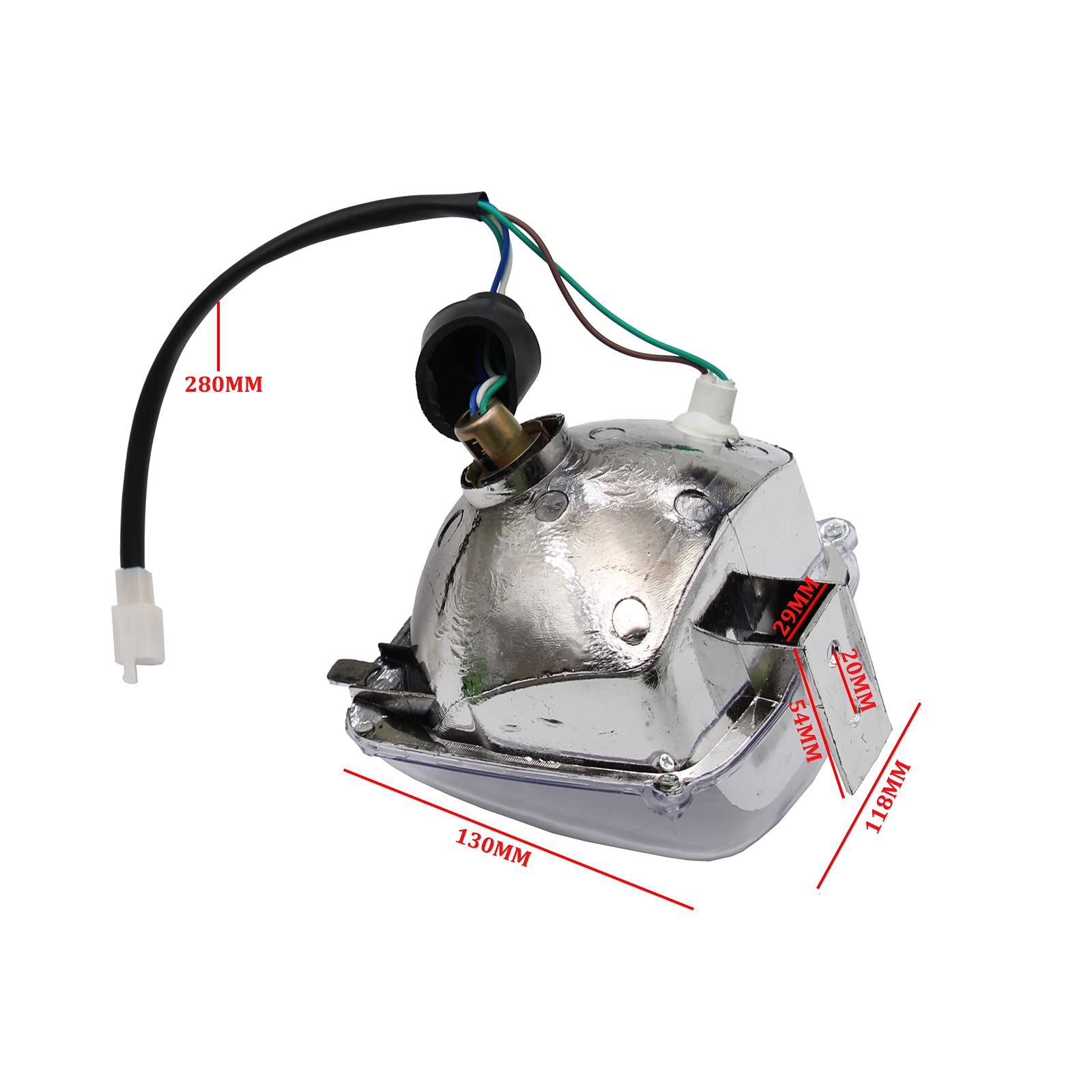 PRO BAT Chinese ATV Quad Headlight + 12V Rear Tail Brake Light 3 Pin Female Plug for Taotao 3050C Coolster SunL 50cc 70cc 90cc 1