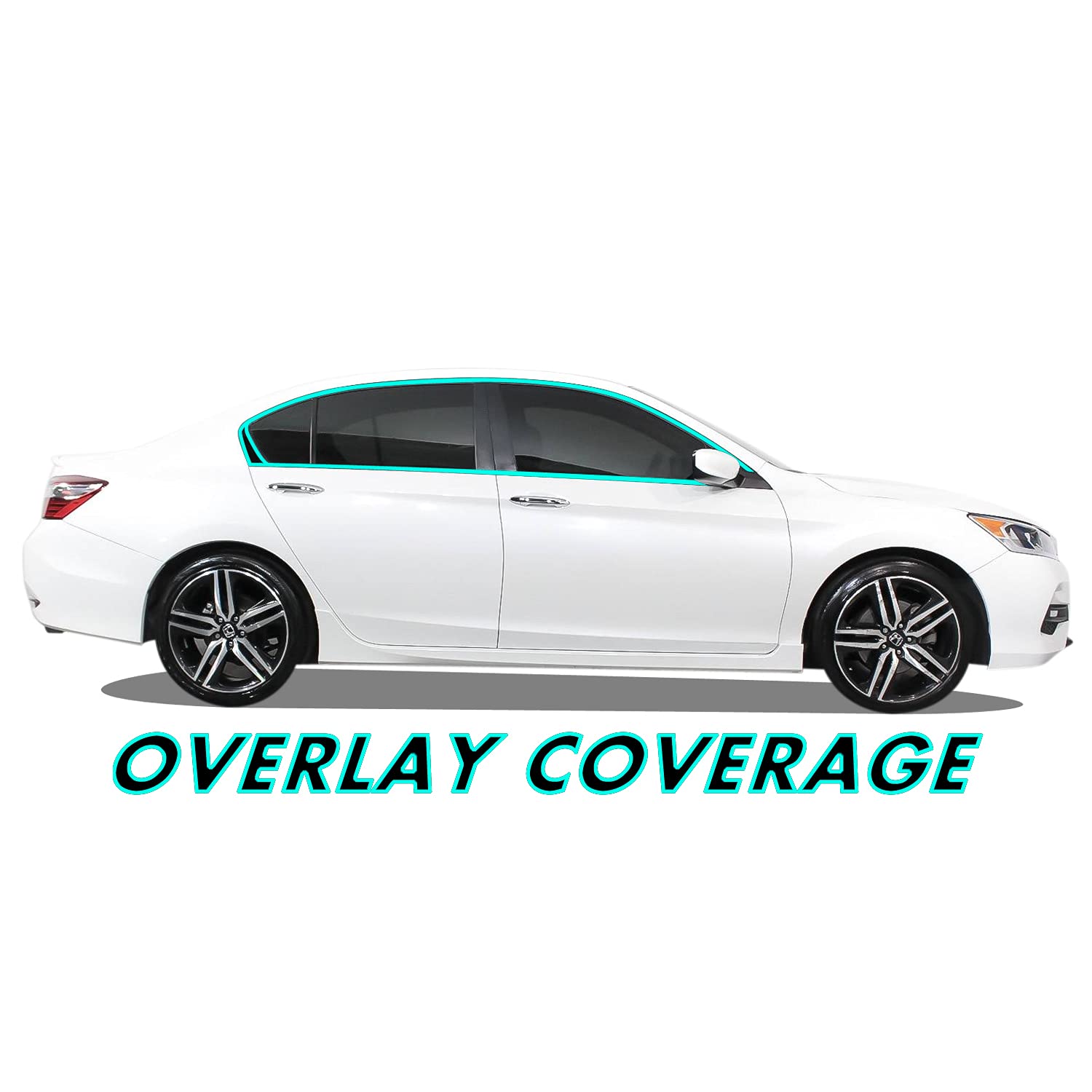SlickMod Chrome Delete Vinyl Overlay for 2013-2017 Honda Accord Sedan - Gloss Black, Model HON-ACC-4D-1317-CTD
