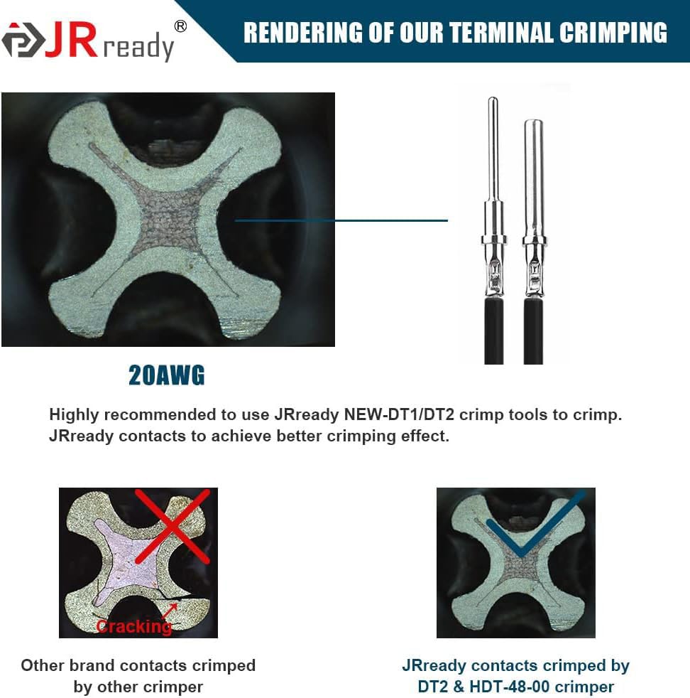 JRready Deutsch DTM 3 Pin Connectors 4 Kits, Waterproof Electrical Wire Connectors with Size 20 Solid Contacts 20-22AWG, ST6330-