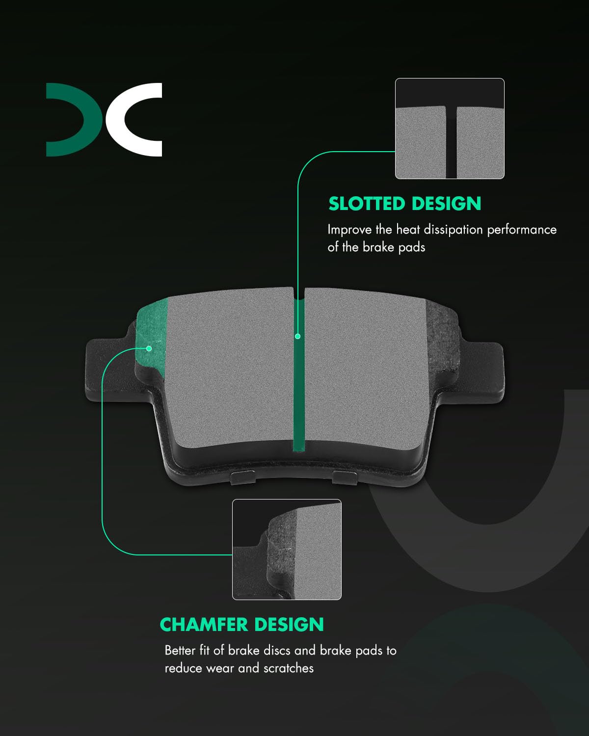Scitoo D1071 Semi-Metal Brake Pads Kits Rear Fit For Ford 2005-2009,For Jaguar 2005-2008,For Mercury 2005-2009