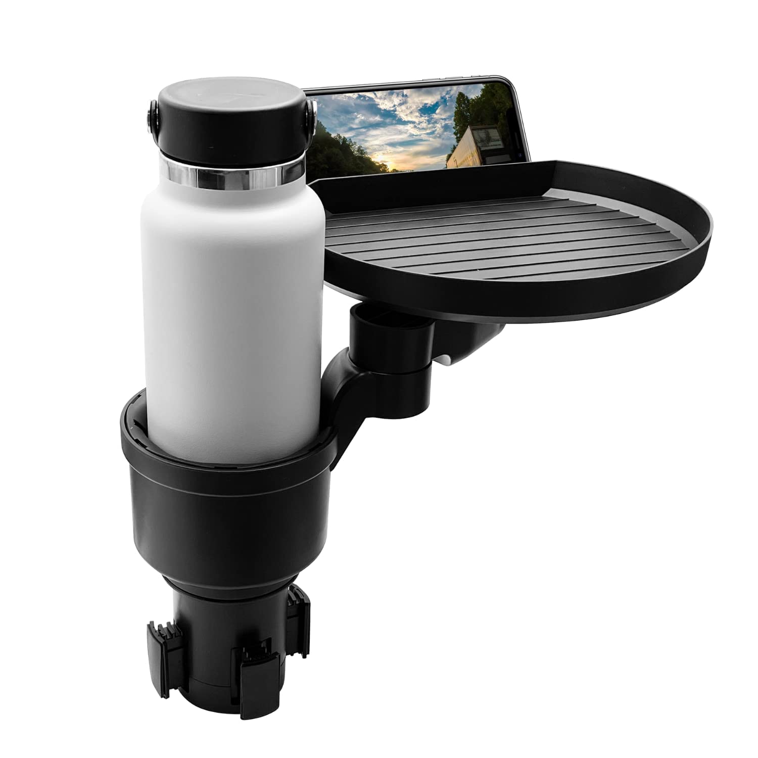 Macally Car Cup Holder Tray - 9" Food Tray & Drink Holder - Black, Pro Size, Fits Yeti & Hydroflask, Model MCUPEXPANDER