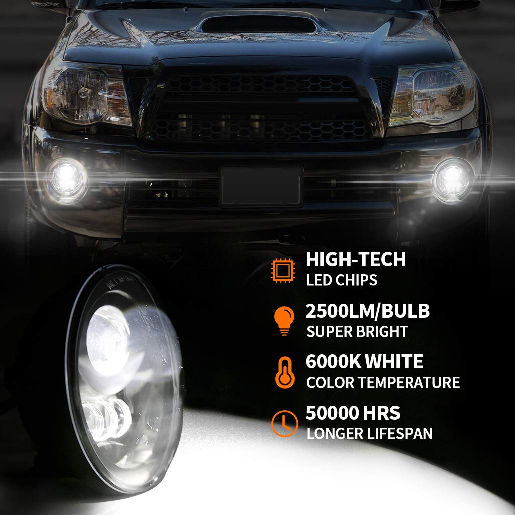 Z-Offroad New Dot Approved Led Fog Lights For 2005-2011 Tacoma, 2004-2006 Solara, 2008-2015 Sequoia, 2007-2013 Tundra - Black