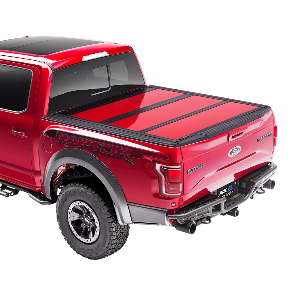 A.R.E. Fusion Painted Hard Fold Truck Bed Tonneau Cover | Ar22019L-Rr | Fits 2015 - 2020 Ford F-150 5' 6' Bed (67.1'), Paint Code: Rr Ruby Red