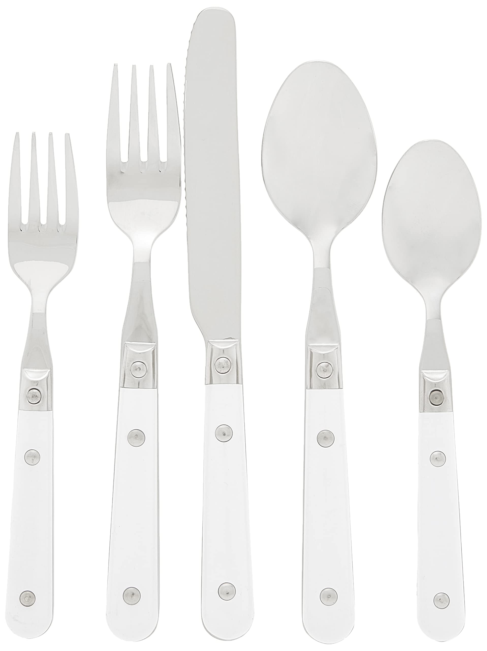 Ginkgo International Le Prix Stainless Steel Dishwasher-Safe 30Piece Flatware Set, Service For 6, White,22703