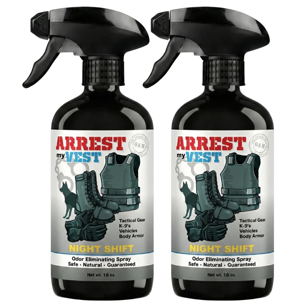 Arrest My Vest Military Grade Odor Eliminating Spray for Body Armor, Tactical Gear, and K9 Equipment. Safe on All Ballistic Vest