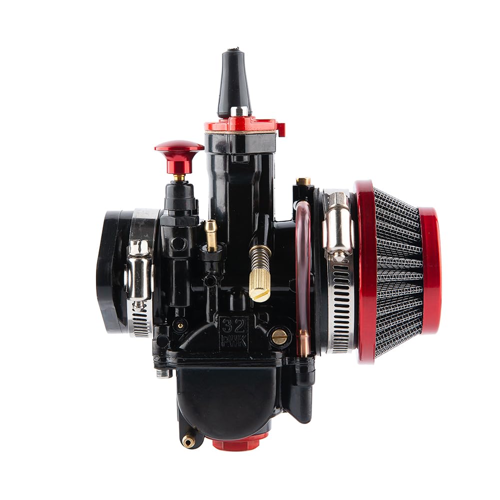 QXBER PWK Carburetor 32mm Racing Kit for 125cc-200cc 2T/4T Dirt Bikes, ATVs, Scooters - Black