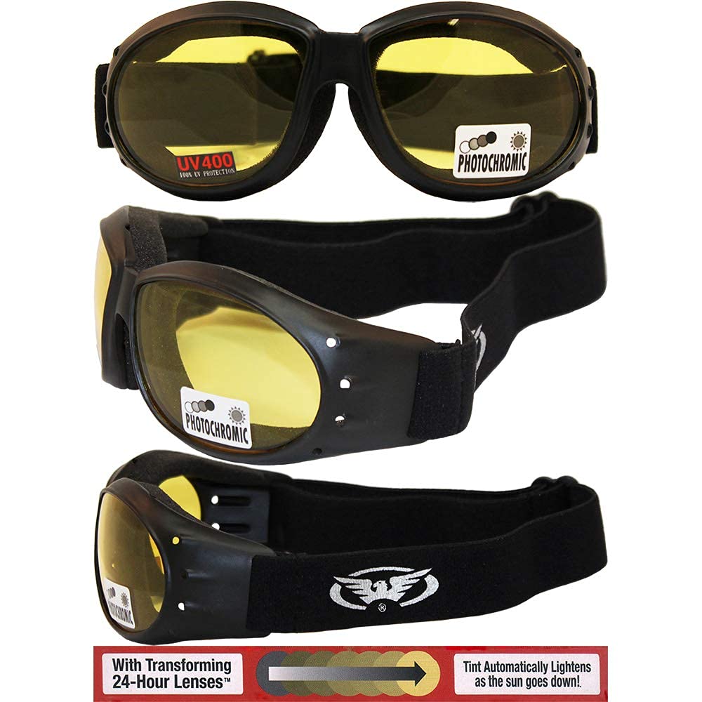 Global Vision Eliminator Dirt Bike Padded Motorcycle Riding Goggles For Men And Women (Black Frame/Smoke Lens) (Black Frame/Yell
