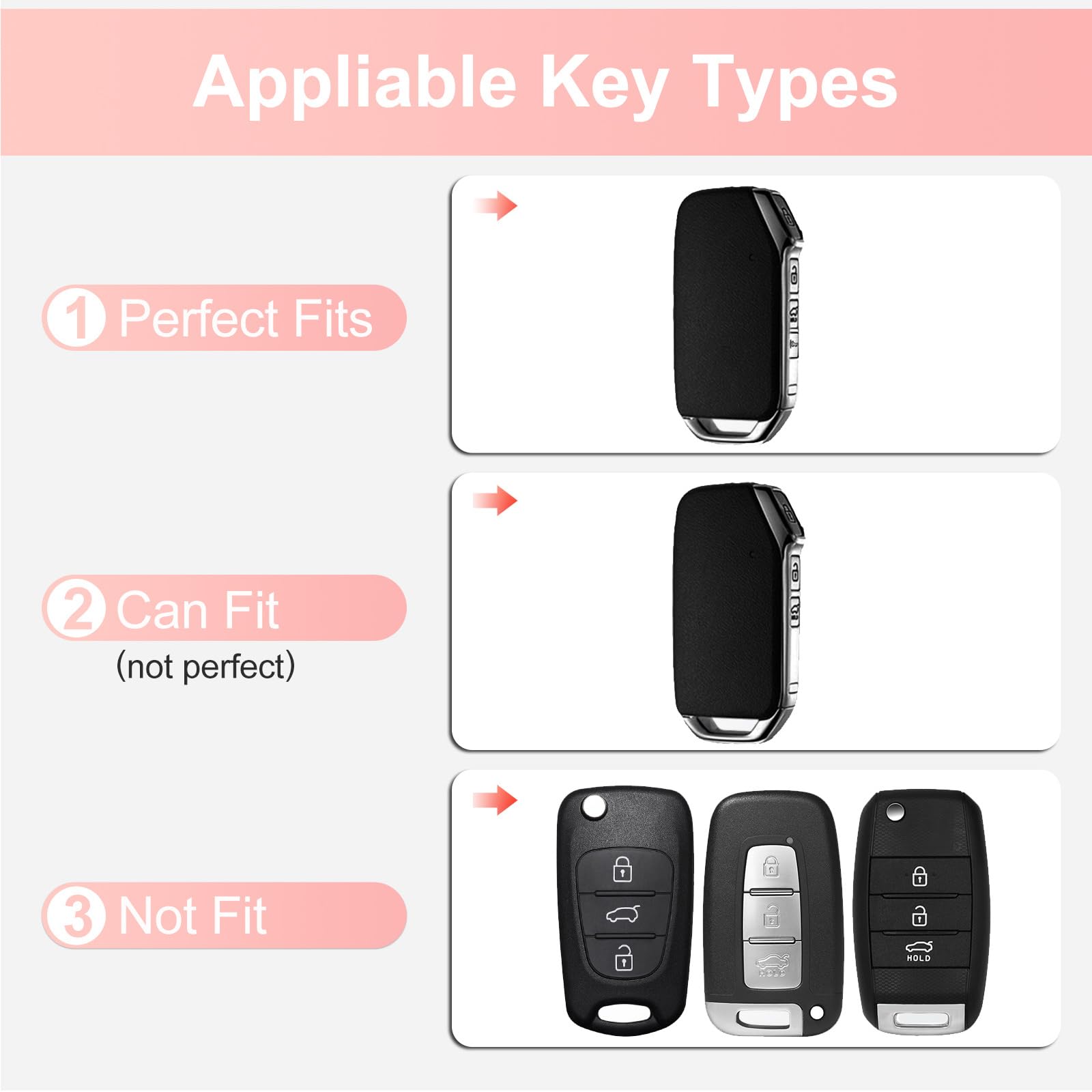 Ruabiban For Kia Key Fob Cover With Keychain, Pink Leather Crystal Key Case Protection Shell Compatible With Cerato Ceed Forte N