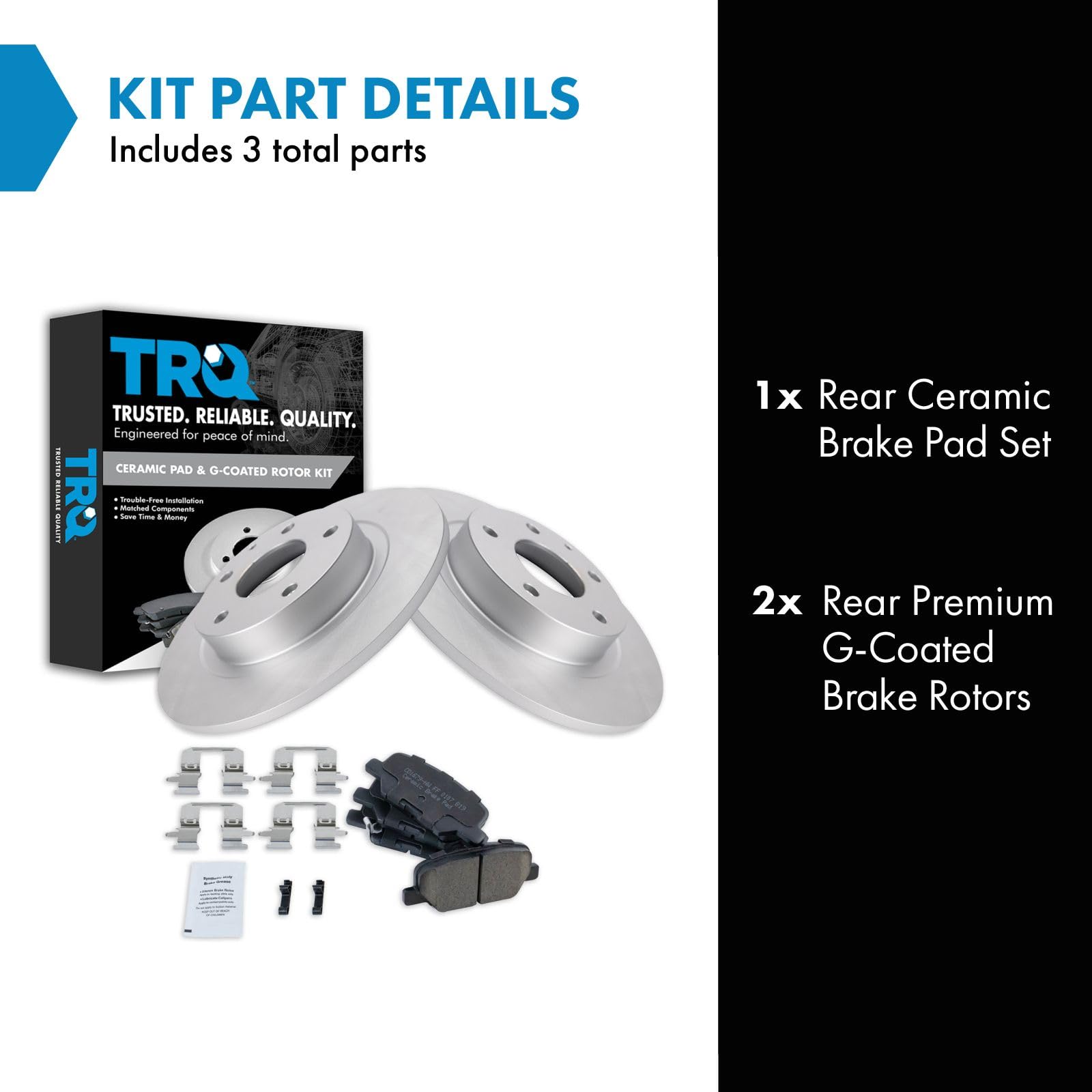 Trq Rear Brake Pad & Rotor Kit Brake Pads Brake Rotor Ceramic Premium G-Coated Compatible With 2014-2015 Mazda 6