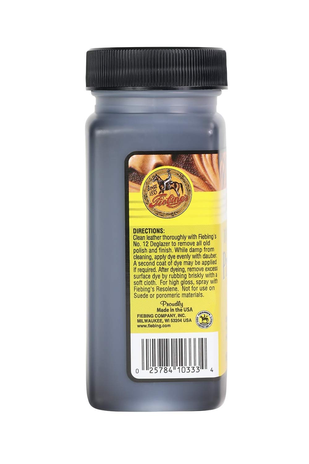 Fiebing's Pro Dye Black - 4 oz. Professional Oil Dye for Leather, Model 50-2030-BK