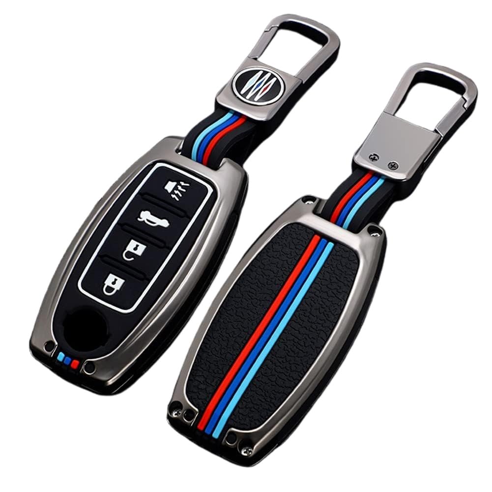Otmik Zinc Alloy Car Key Cover Case Compatible With Nissan Juke Lqashqai Infiniti With Fluorescent Silicone Buttons (Matte Color 4 Buttons B)