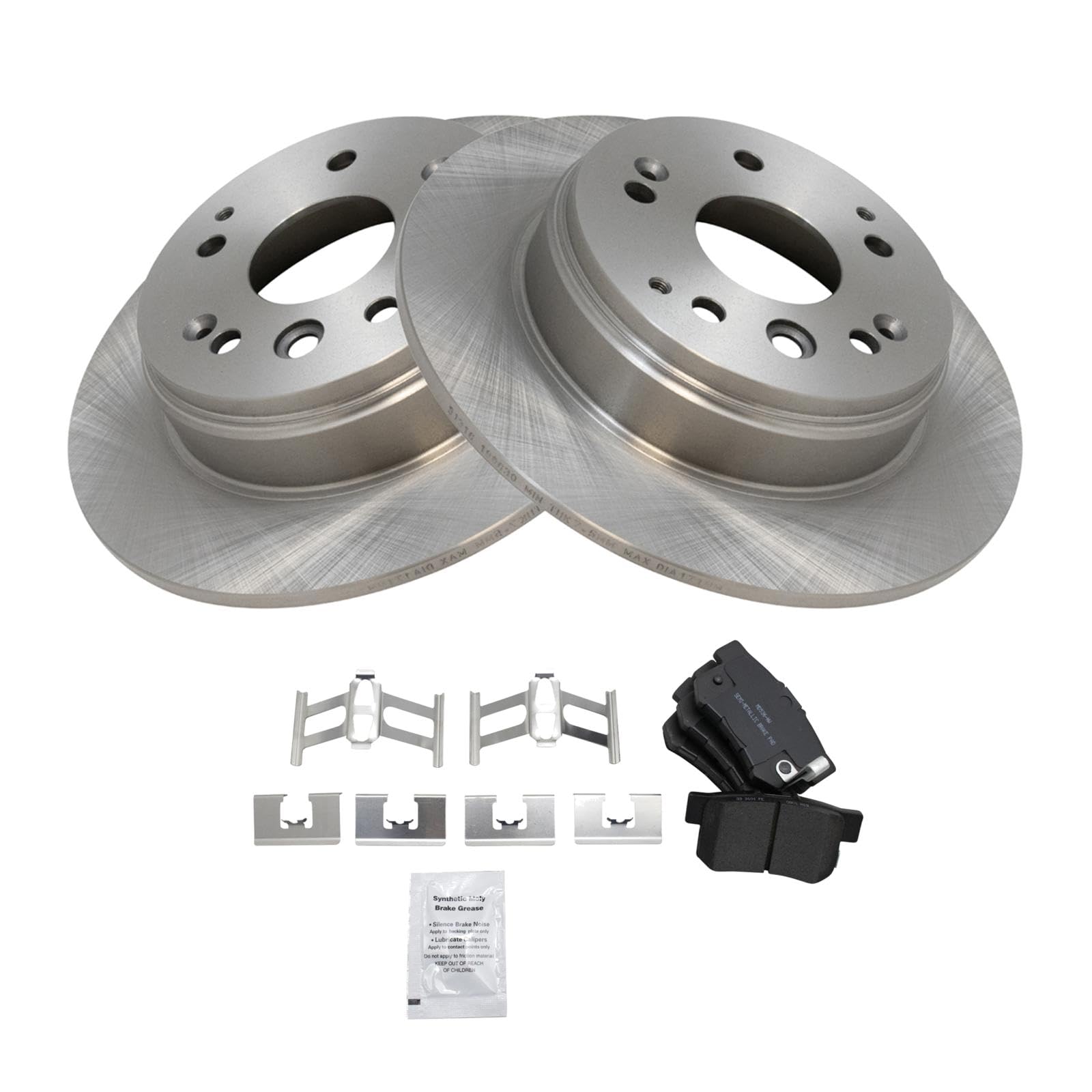 Trq Rear Brake Pad & Rotor Kit Brake Pads Brake Rotor Semi-Metallic Compatible With 2004-2008 Acura Tl 2003-2011 Honda Element