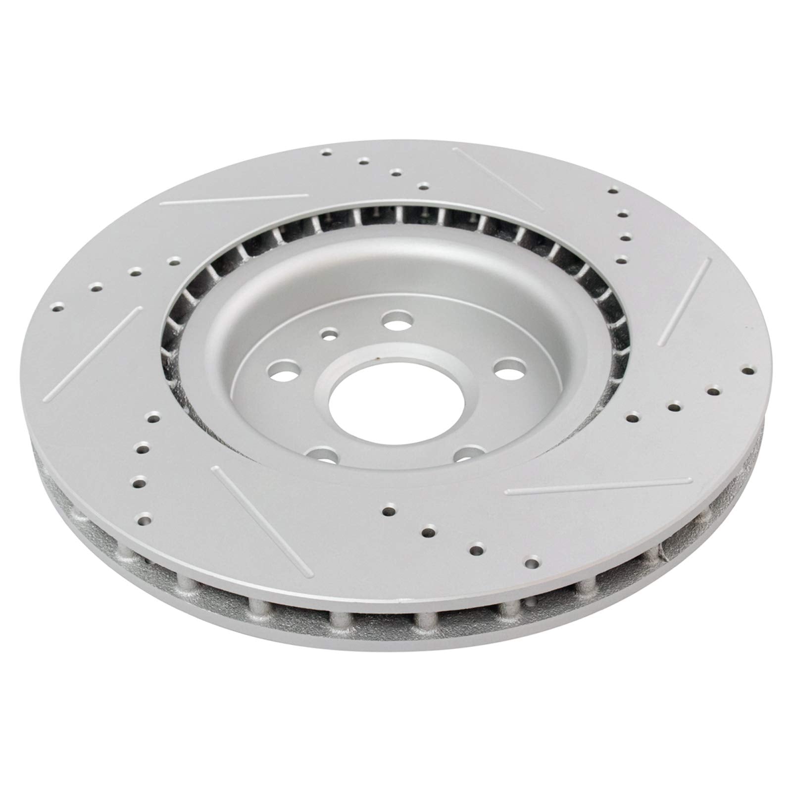 Trq Front Performance Brake Rotors Set Vented Premium G-Coated Cross Drilled & Slotted Compatible With 2012-2013 Buick Regal 201