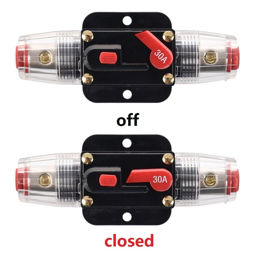 Rkurck 30 Amp Circuit Breaker Manual Reset Inline Fuse Inverter For Car Marine Trolling Motors Boat Atv Audio Solar Inverter Sys