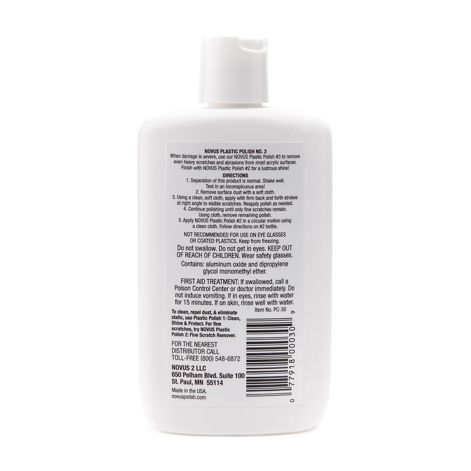 NOVUS Heavy Scratch Remover #3 - 8 Ounce Bottle, Model NPP-3, Effective for Deep Scratches