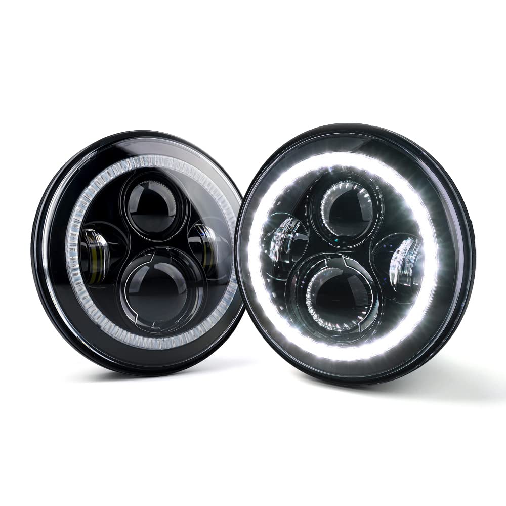 Xprite Led Headlights W/Hi&Lo Beam And Turn Signal Light, Drl Halo Ring Headlamp Compatible With Jeep Wrangler Jk Tj Lj 1997-201