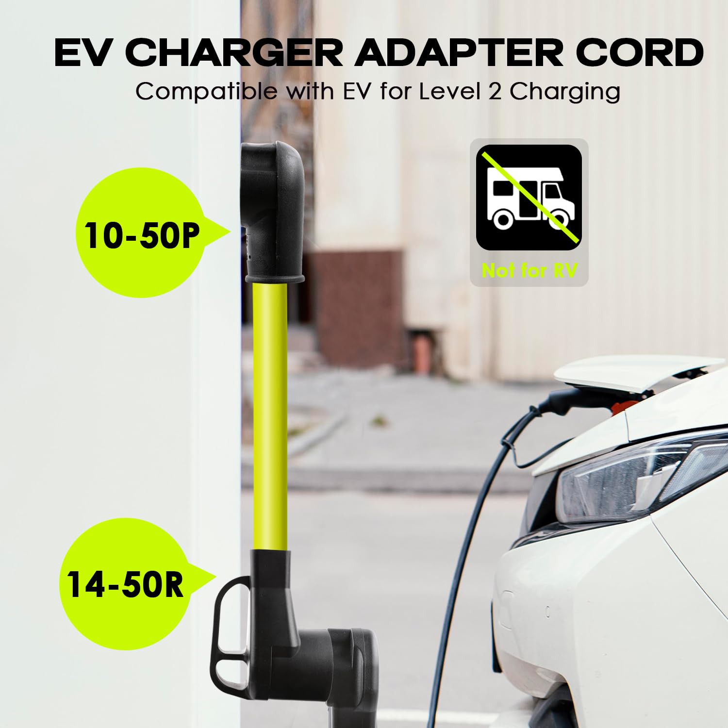 Campzlly EV Charger Adapter Cord, NEMA 10-50P to 14-50R, 50A, Black, STW 6 Gauge, ETL Listed for Level 2
