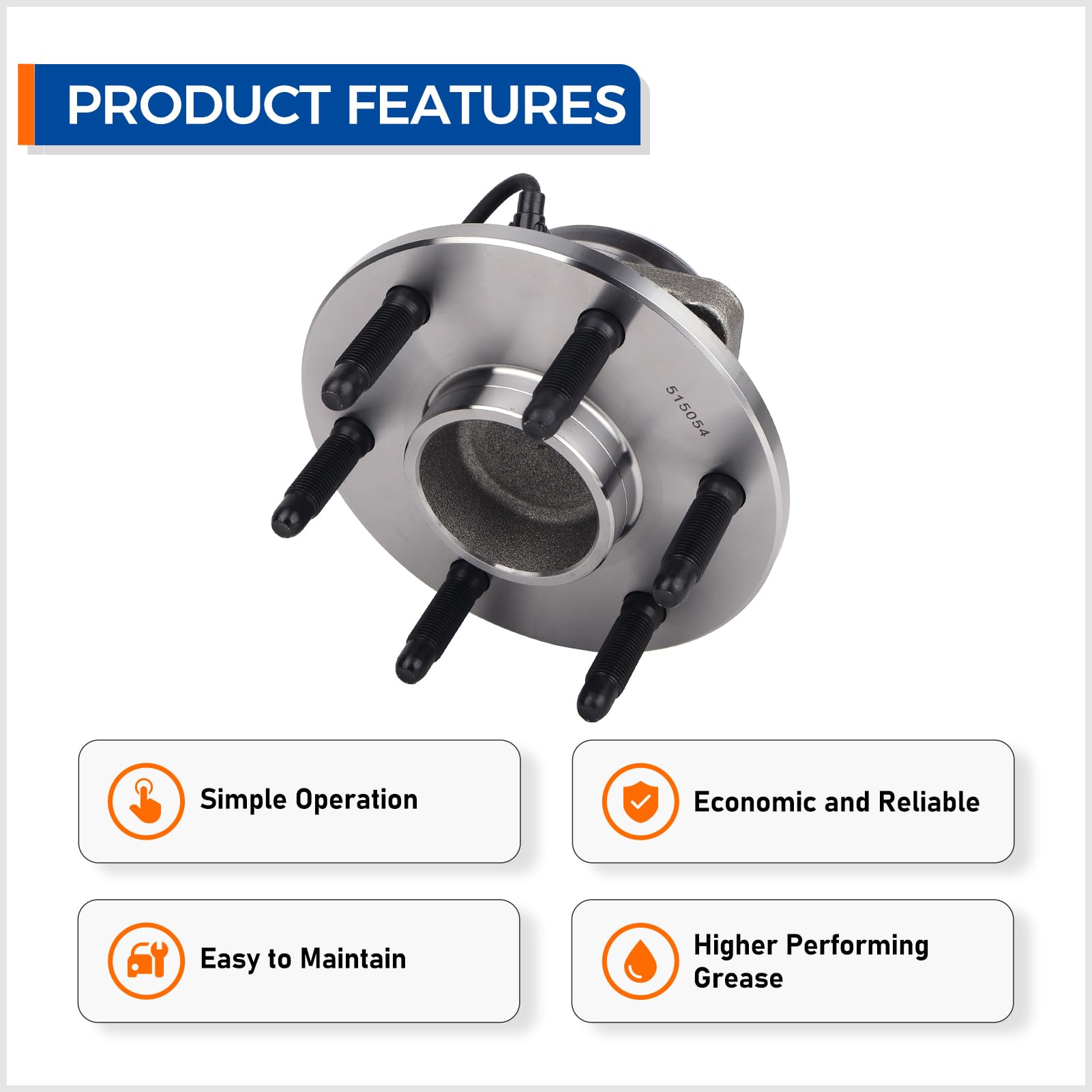 MACEL 515054 (2WD ONLY) Front Wheel Bearing Hub Assembly Compatible with 00-06 Chevy Tahoe, 99-06 Silverado 1500,00-06 Suburban