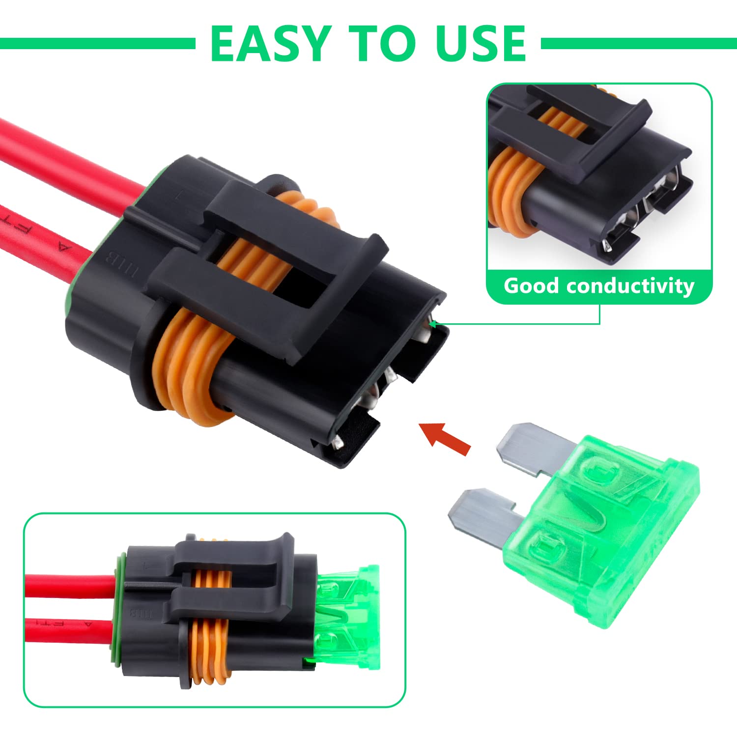 Newdeli Waterproof Inline Fuse Holder 12V with Cover 6 Pack - Automotive/Marine/Vehicle Weatherproof ATO/ATC Blade Fuse Holder 1
