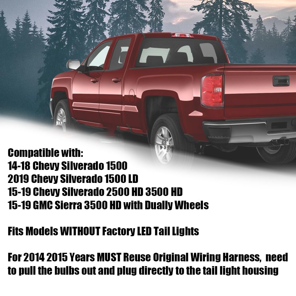 Pit66 Tail Lights Assembly W/O Bulbs, Compatible With 2014-2019 Chevy Silverado/2015-2019 Gmc Sierra Tail Lamp Passenger Side Red Lens