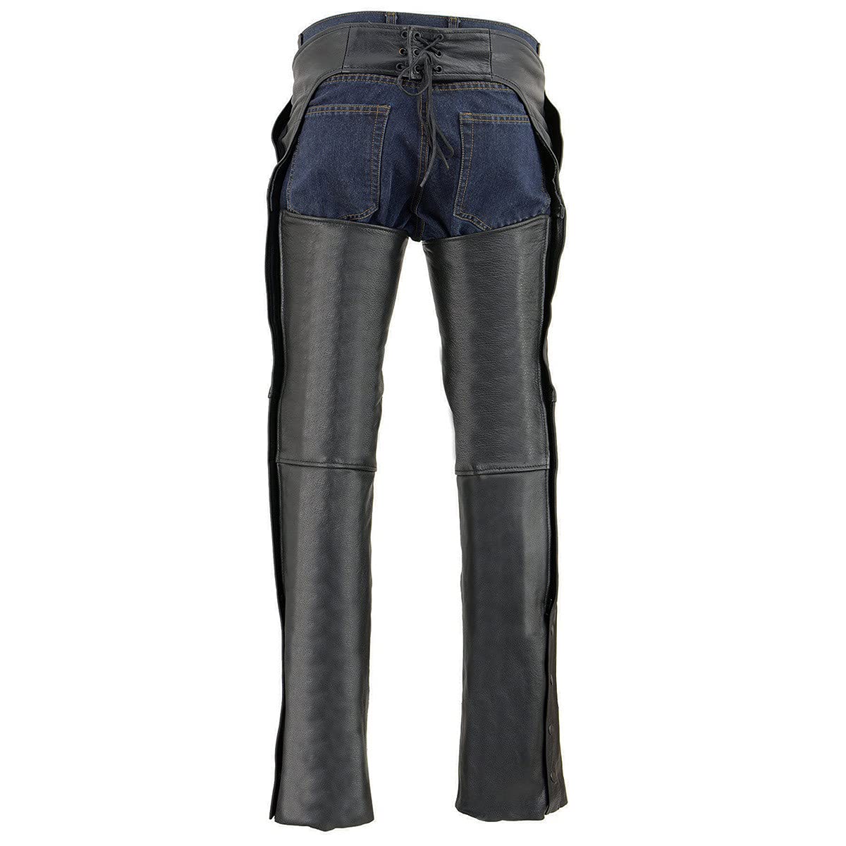 Milwaukee Leather Chaps For Men'S Black Leather 3-Front Pockets- Thigh Patch Pocket Motorcycle Riders Chap- Lkm5780-3X-Large