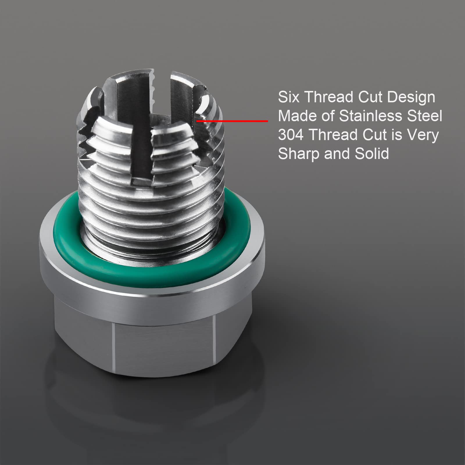DEEFILL M18.1-1.5 x 15mm Stainless Steel Oil Drain Plug - Oversize Self Tapping Repair Kit, Silver