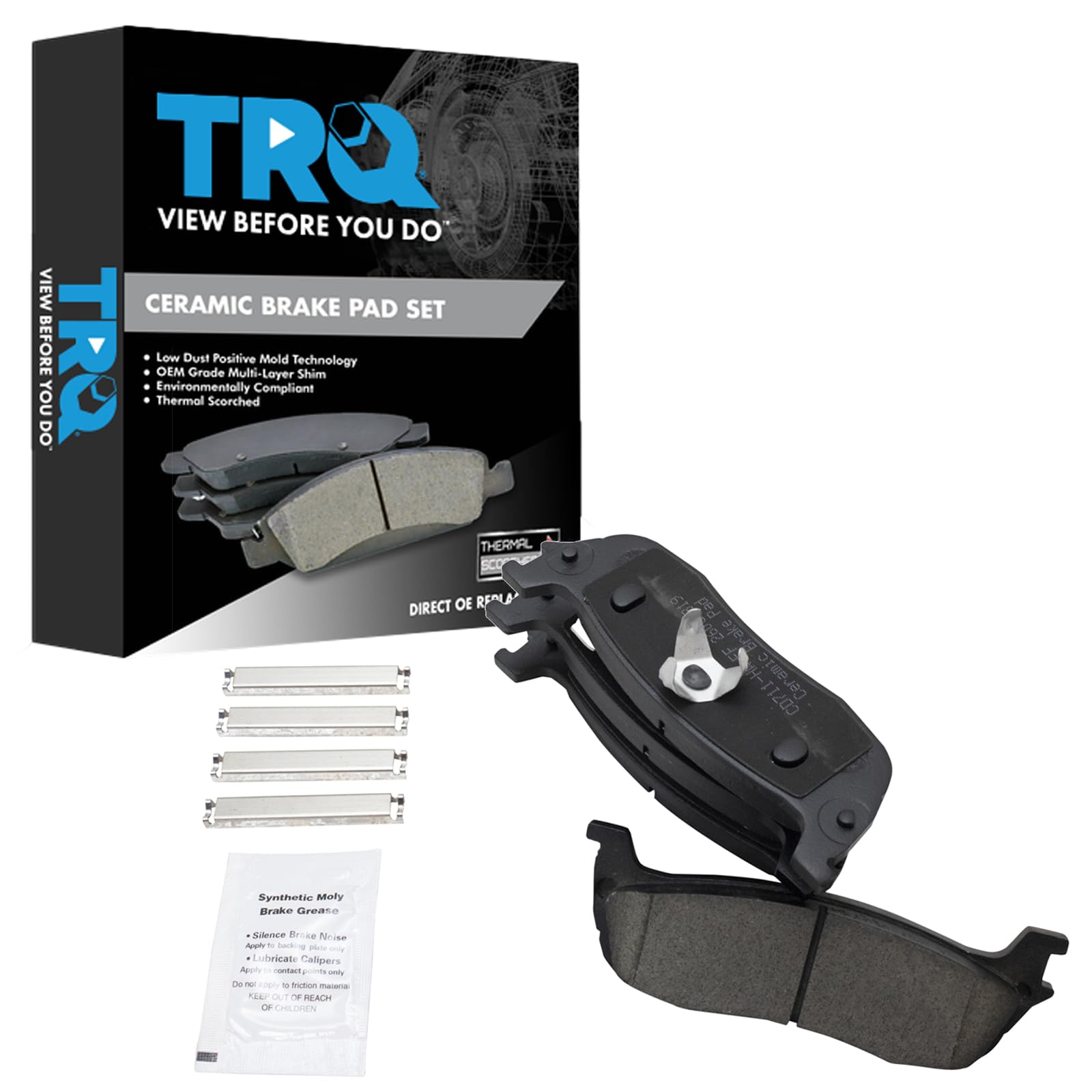 TRQ Rear Brake Pads Ceramic Compatible with 1997-2002 Ford Expedition 1997-2003 F-150 2004 F-150 Heritage 1997-1999 F-250 2002 L