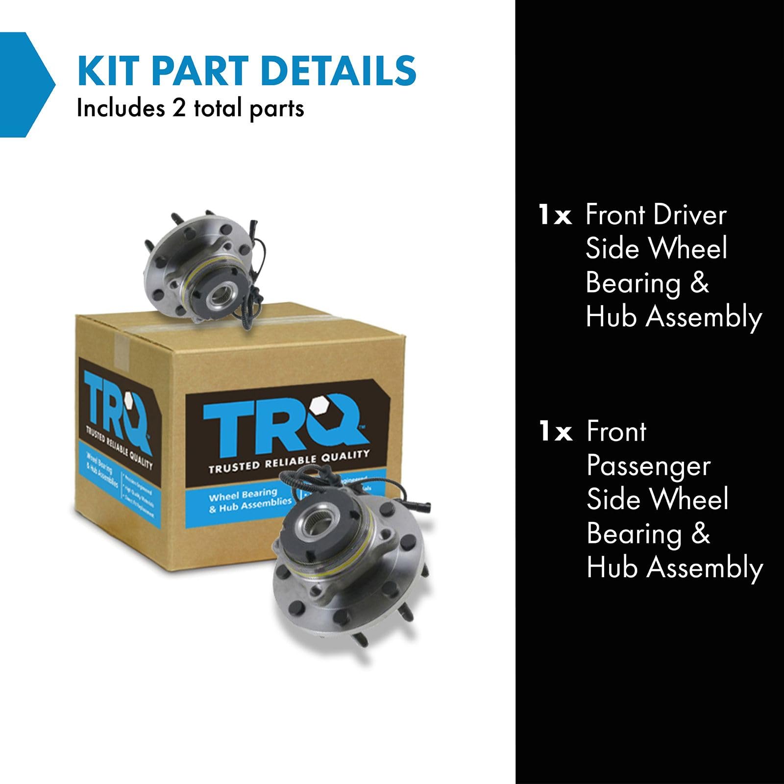 Trq Front Wheel Hub Bearings Assembly Set Compatible With 2000-2002 Ford Excursion 1999-2004 F-250 Super Duty F-350 Super Duty