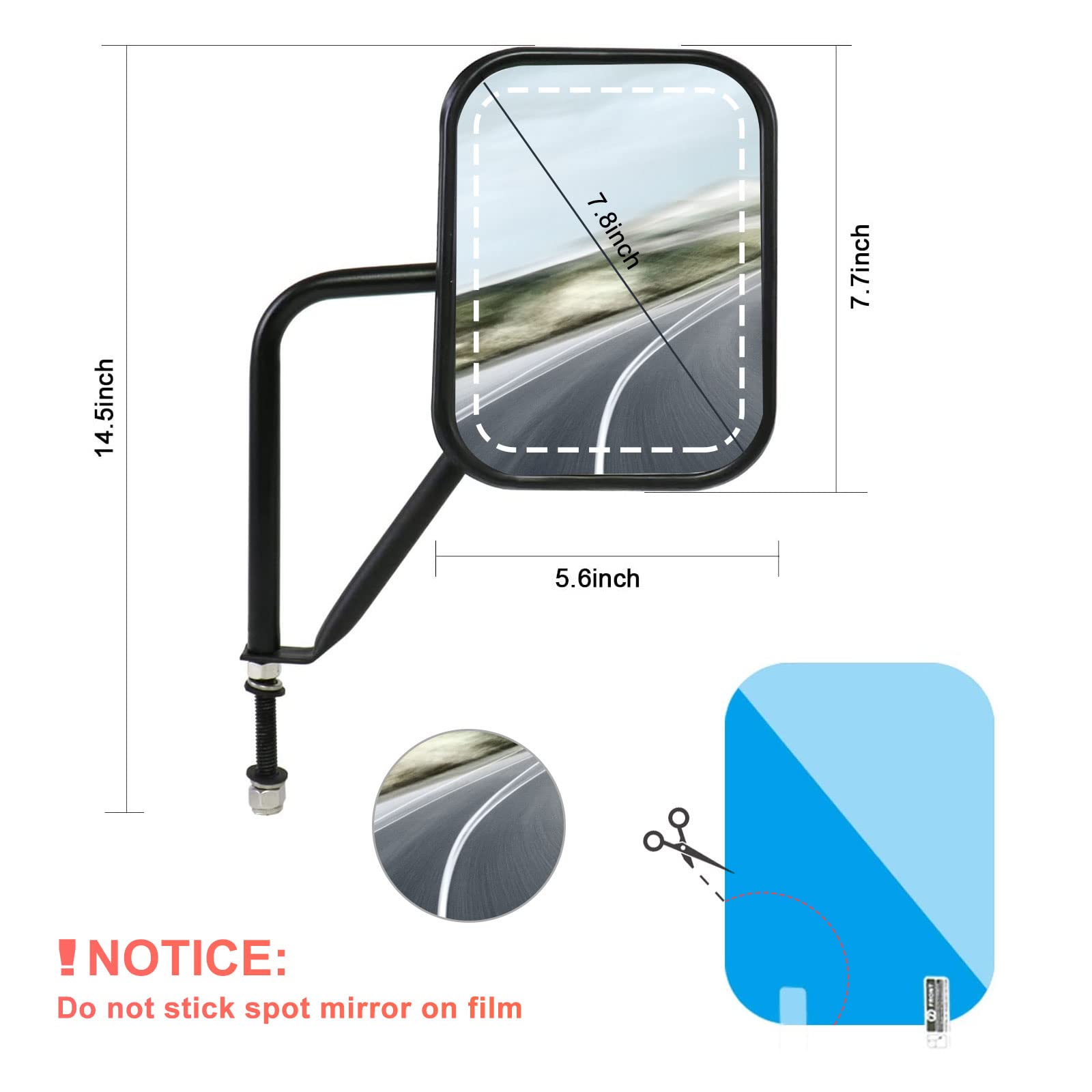 Doors Off Mirrors Compatible with Jeep Wrangler JK JL & Unlimited,Anti-shake and Wider View Mirror Door Off Easier Install Door