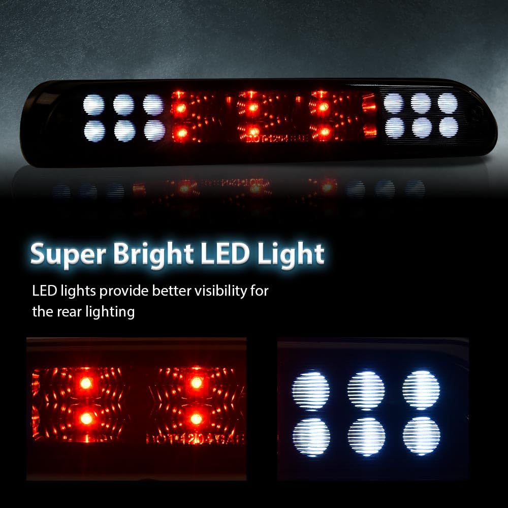 Cheda Third 3D Brake Lights Compatible For Ford F250 F350 F450 F550 Super Duty 1999-2015 High Mount Led 3Rd Tail Brake/Cargo Lig