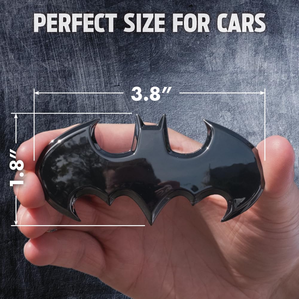 Fan Emblems Batman 3D Car Badge - Black Chrome, 3.8x1.8x0.2 inches, Model FEDC9672-007, Chrome-Finished Polymer Composite