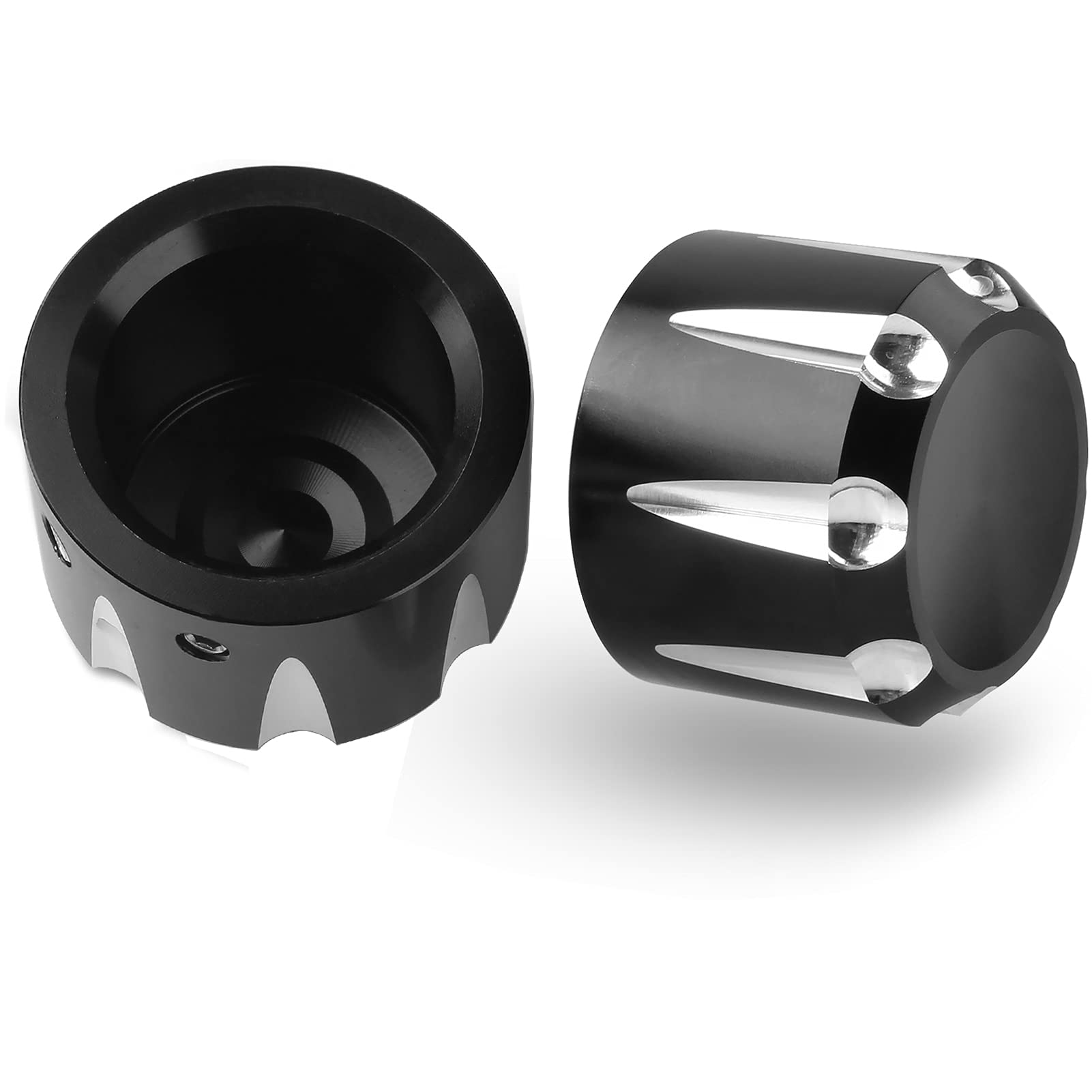 Front Axle Nut Cover Axle Caps Set Black Compatible with Harley Dyna Softail Electra Road Glide Sportster Fat Boy Forty Eight He