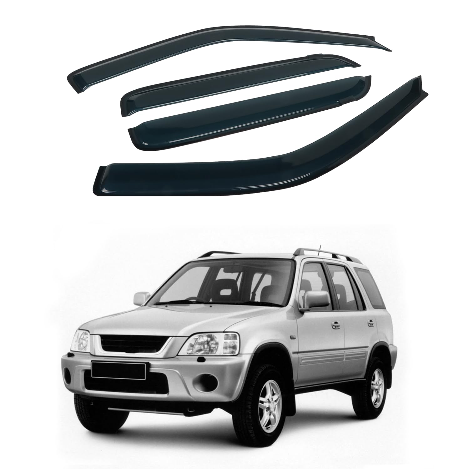 4PCS Rain Guards Window Visors Wind Deflector Fits for Honda CR-V (CRV) SUV 1997-2001, Front & Rear Outside Mount Vent Shade 199