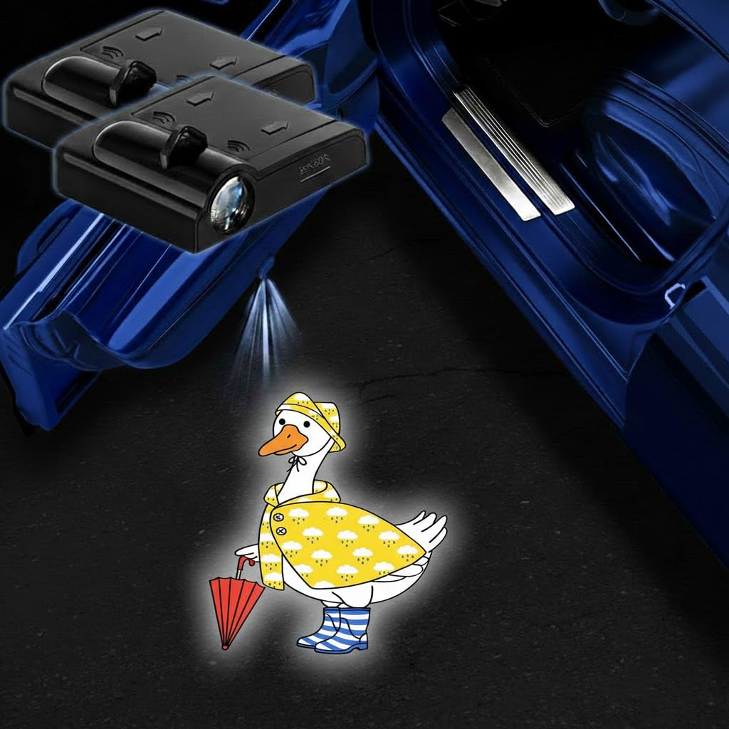 2PCS Goose Car Door Lights Projector,Wireless LED Welcome Puddle Lights,Magnetic Logo Projector Door Light Decor Car Accessories