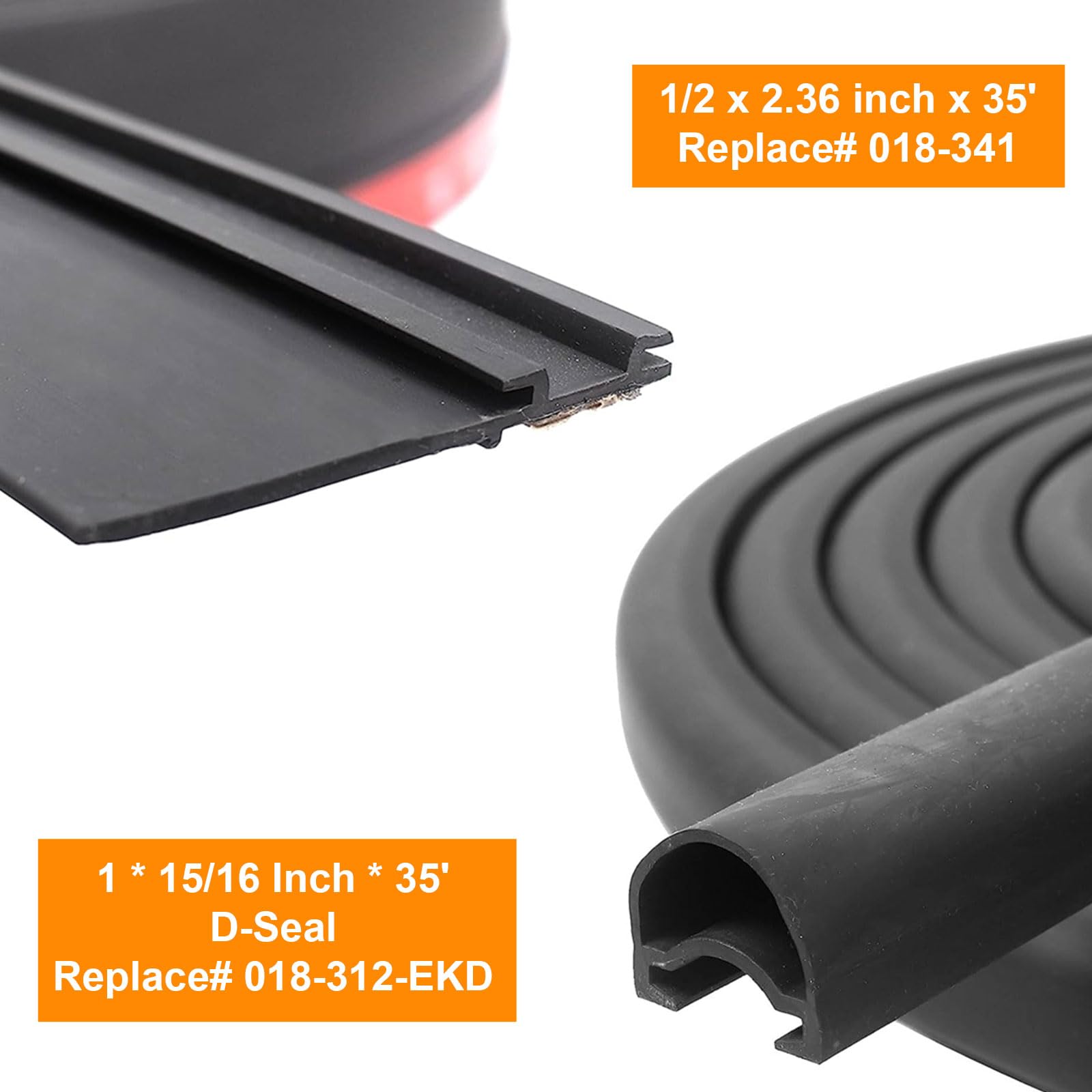 Wankic RV Slide Out Seal, 1.5" x 2.75" x 35', Rubber, Black, Model 018-312-EKD, Durable Wiper Seal for Camp
