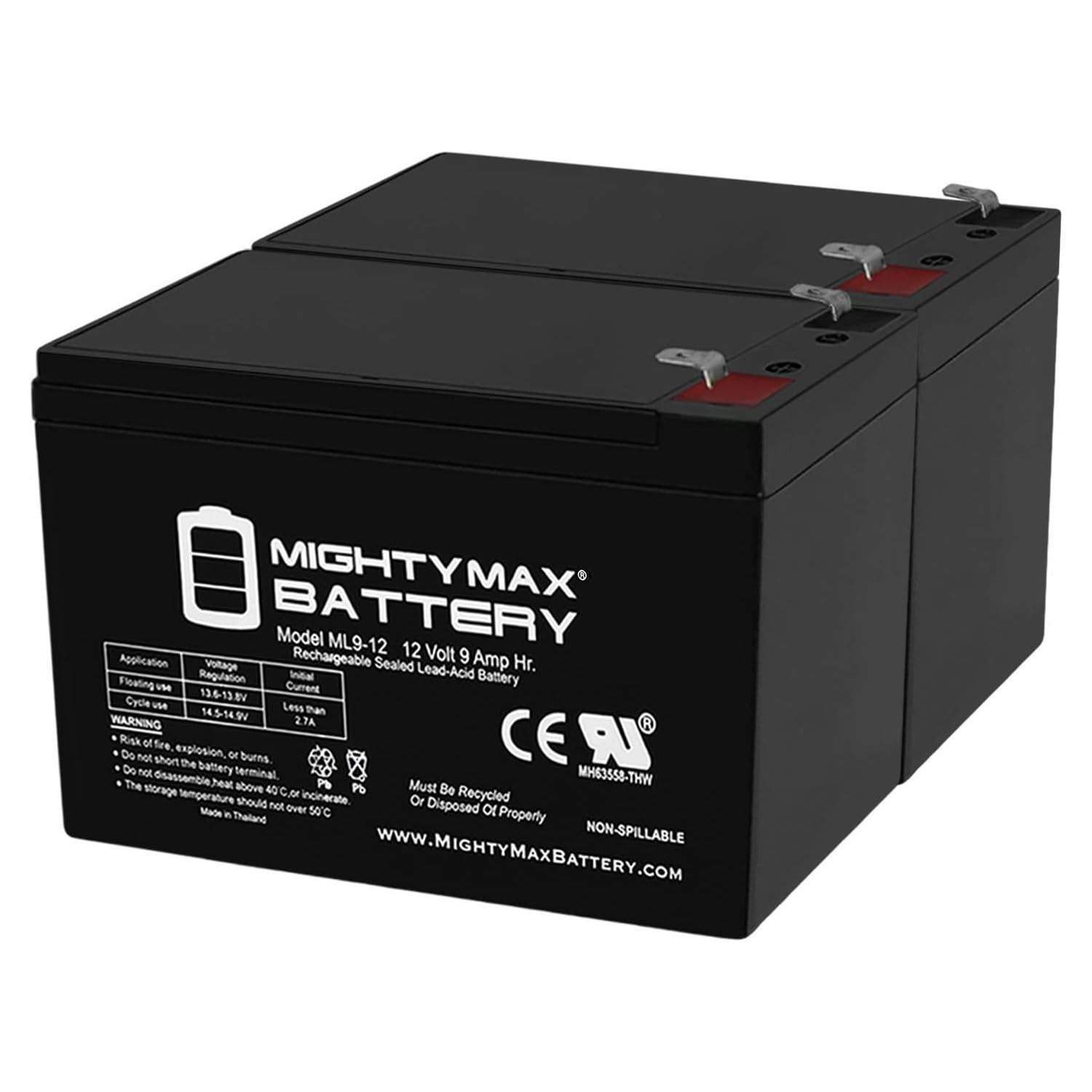 Mighty Max Battery 12V 9Ah Sla Battery For Razor Mx350 Mx400 Dirt Bike - 2 Pack