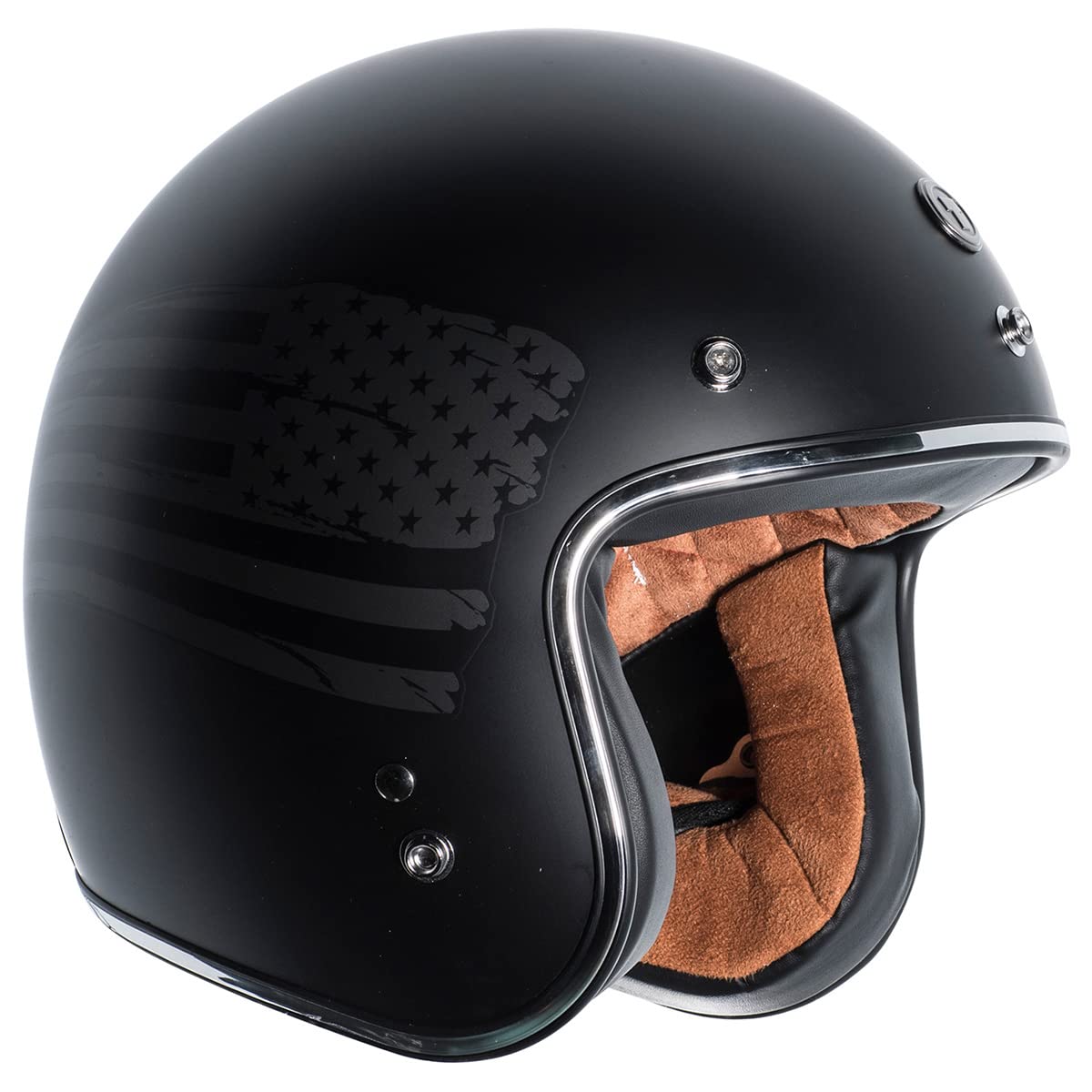Torc T50 Route 66 3/4 Helmet With 'Black Flag' Graphic (Flat Black, Medium)