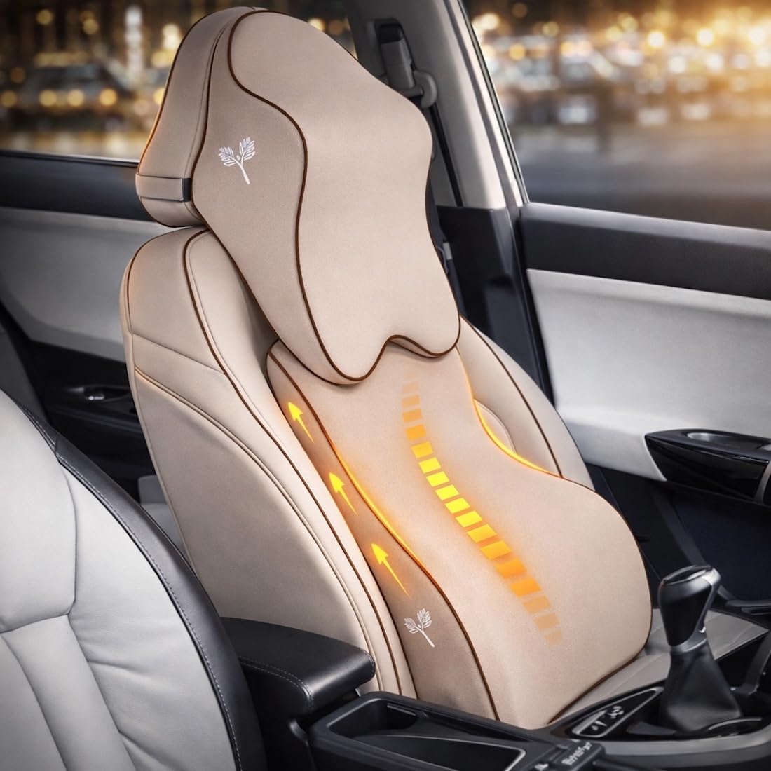 Grin Health Sitright Pro Car Neck Pillow & Lumbar Back Support Combo | Compact Memory Foam Backrest & Neck Rest Cushion For Driv