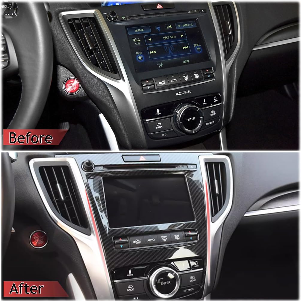 MUXEE Center Console Navigation Panel Frame - Sport ABS Interior Accessory for Acura TLX 2015-2020 - Carbon Fiber Finish