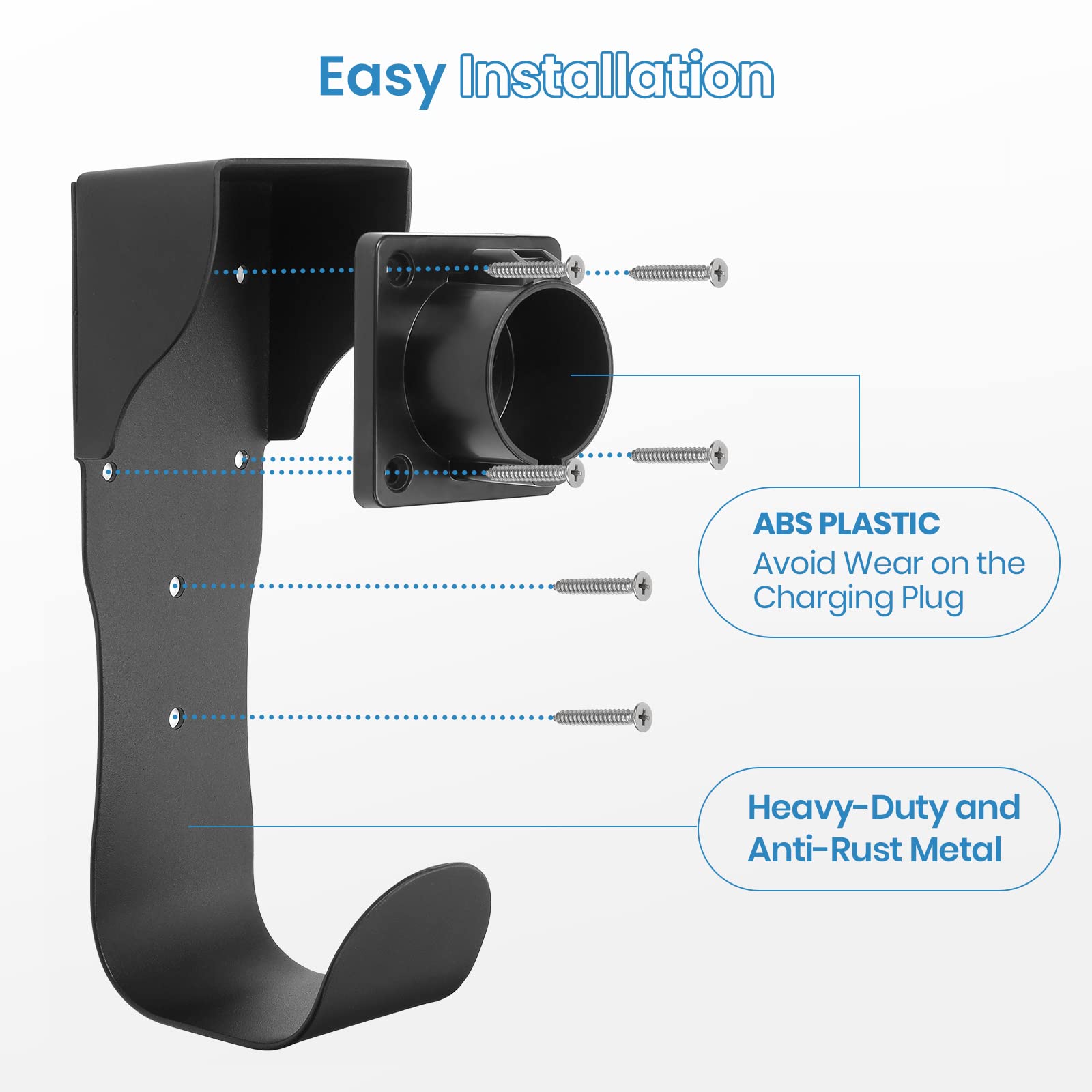 Bougerv Ev Charger Holder Sae J1772 Ev Charger Holster Wall-Mount Electric Vehicle Connector Nozzle Holster Dock