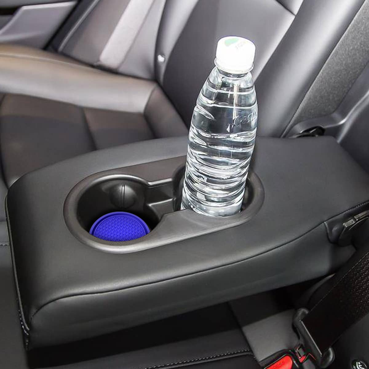 8Sanlione 4 Pack Car Cup Holder Coaster, 2.75 Inch Diameter Non-Slip Universal Insert Coaster, Durable, Suitable For Most Car Interior, Car Accessory For Women And Men (Trench/Deep Blue)