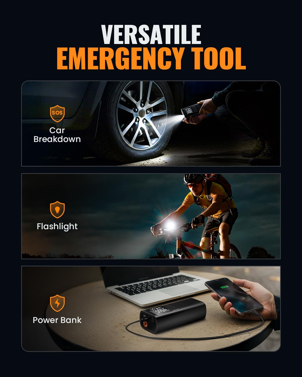Tmigia Tire Inflator Portable Air Compressor - 150Psi & 10000Mah Cordless Air Pump With Digital Tire Pressure Gauge, Accurate Du